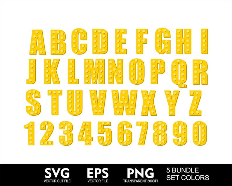 Bundle Bricks Font LEG Puzzle Font 5 Full Colors Set Brick Font Brick Svg Letters for Cricut SVG Toys Leg Font Svg Png Eps Birthday Font image 6