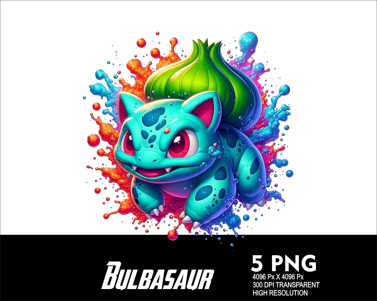 Bulbasaur Background Pattern 5 PNG Bulbasaur Splash and Watercolor Transparent Png File for ...