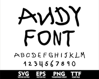 ANDY Toy Story Font Svg Andy Alphabet Andy Toy Story Alphabet for Cricut Svg  Png Eps Andy TTF font, ANDY Letters