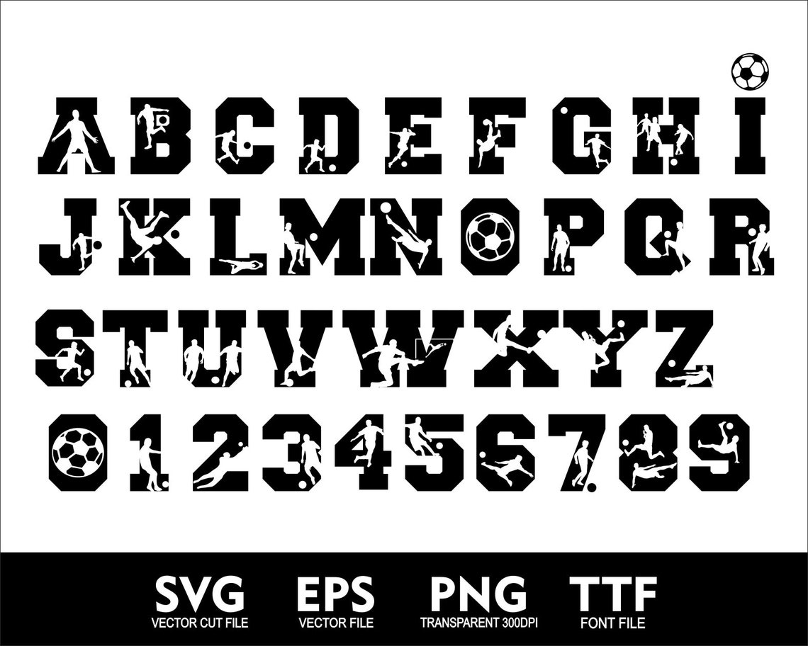 Soccer Letters and Numbers Svg Png Ttf Soccer Font for Cricut SVG Cut ...