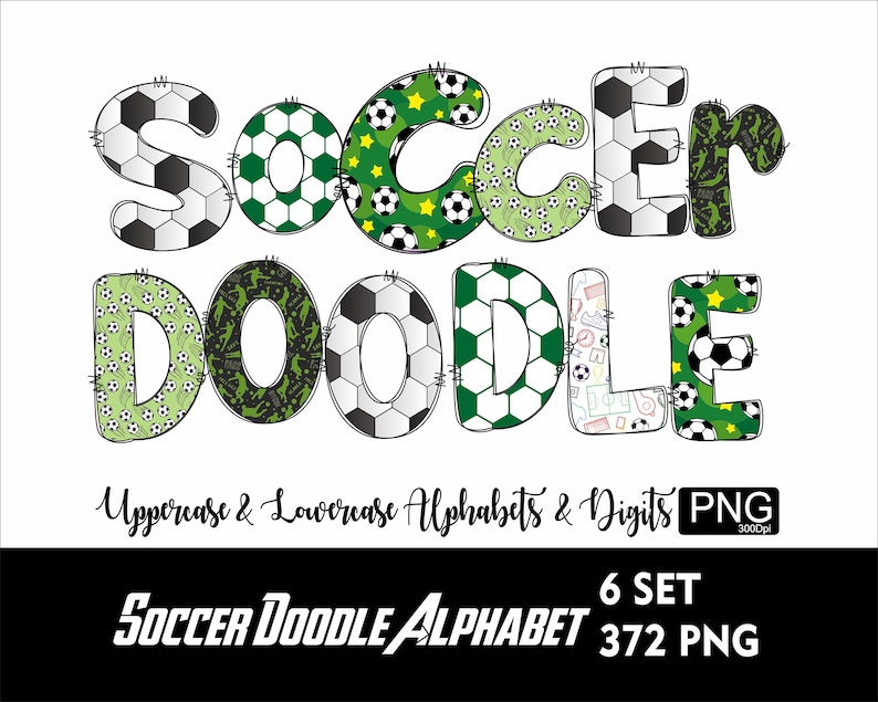 Soccer Alphabet Bundle 6 Set Png Doodle Letters Sport Letters Soccer ...