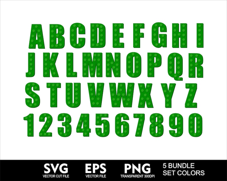Bundle Bricks Font LEG Puzzle Font 5 Full Colors Set Brick Font Brick Svg Letters for Cricut SVG Toys Leg Font Svg Png Eps Birthday Font image 3