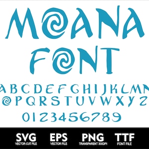 Cartoon Moana Font Moana Alphabet SVG for Cricut Moana Letters Comic Moana Letter Svg Png Eps TTF font