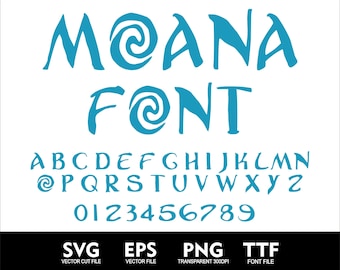 Cartoon Moana Font Moana Alphabet SVG for Cricut Moana Letters Comic Moana Letter Svg Png Eps TTF font