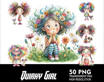 Bundle 50 PNG Quirky Girls PNG Whimsical Girl Clipart Funny Dancing lady Whimsy Girls Transparent PNG file Funny Girl Yoga Women