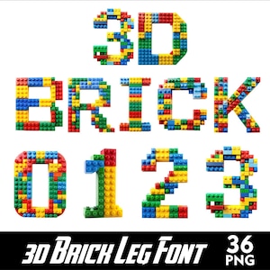 Brick Alphabet Puzzle Font PNG Letters Brick Font Brick Letters and Numbers for Sublimation PNG Toys Leg Font Png Letters V2