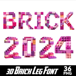 Brick Girl Alphabet Puzzle Font PNG Letters Brick Font Brick Letters and Numbers for Sublimation PNG Toys Leg Font Png Girl Letters
