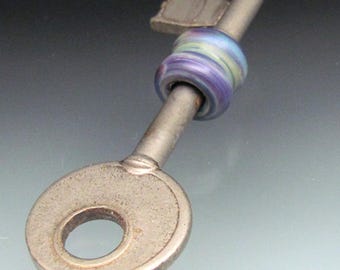 Handmade Glass Lampwork Beads - Vintage Key with Glass Bead Pendant