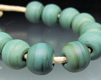 12 Sage Green Earthy Round Glass Beads