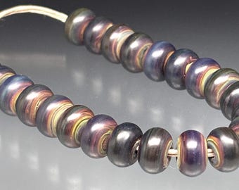 Glass Beads Artisan Lampwork - 22 Dark Earthy Tie Dye Donuts