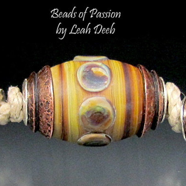 3pc Earthy Tribal Big Hole Capped Glass Beads