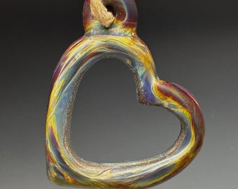 Earthy Tie Dye Floating Heart Pendant