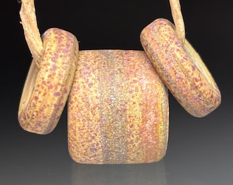 3pc Handmade Glass Beads - Rustic Tribal Extra Lg Hole
