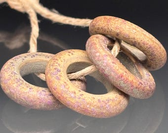 4 Rustic Rugged Tie Dye Slider Lg - Leah Lampwork Beads