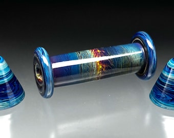 Shiny Tie Dye Totem Cylinder Focal Set - Leah Lampwork Beads