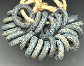 24 Rustic Rugged Faded Denim Blue Slider Rings – Mix