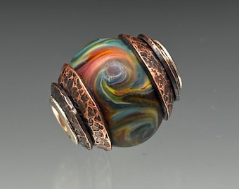 Glass Leah Deeb BHB Beads - Watercolor Swirl Double Capped Bead