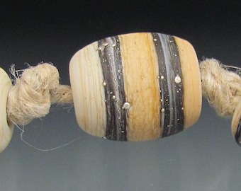 Handmade BHB Glass Beads - 5pc Rich Ivory Big Hole