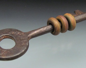 Handmade Glass Lampwork Leah Beads - Vintage Key Pendant