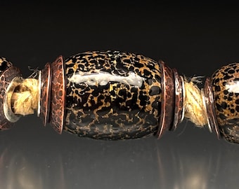 Leah Deeb Lampwork - Rich Black Cheetah BHB Capped Set