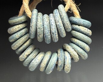 24 Rustic Rugged Faded Denim Blue Slider Rings – Mix