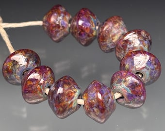 Beads of Passion Handmade Artisan Leah Lampwork - 10 Shiny Fall Hue - Bicones