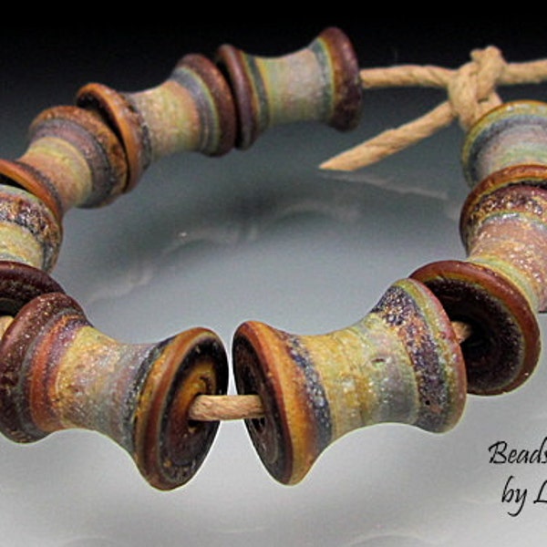 Glass Beads of Passion Leah Deeb Lampwork SRA - 8 UnEarthed Tie Dye Spools