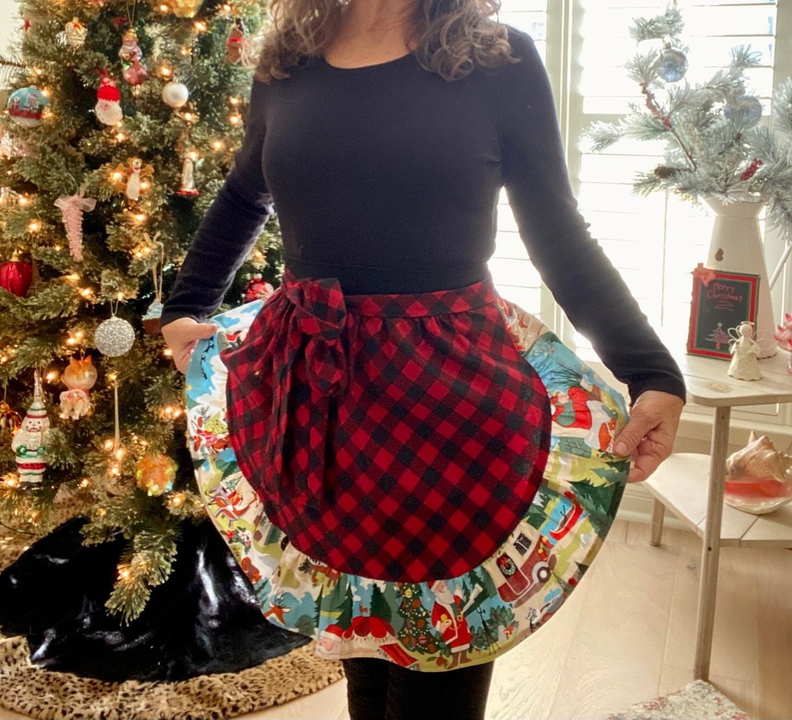 Glamping Santa Christmas Half Apron for Women Girls or Etsy