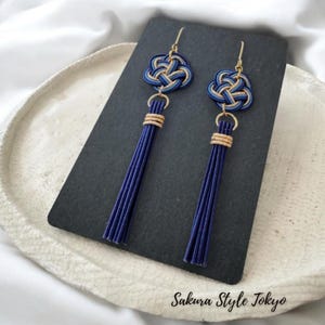 Mizuhiki Tassel Earrings – Handmade Japanese Knot Jewelry | Elegant Gift for Her - light weight