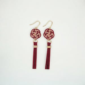 Mizuhiki Tassel Earrings – Handmade Japanese Knot Jewelry | Elegant Gift for Her - light weight