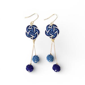 Top Pick | Elegant Blue Drop Earrings | Mizuhiki Earrings – Handmade Japanese Knot Jewelry | Unique Symbolic Gift from Japan - light weight