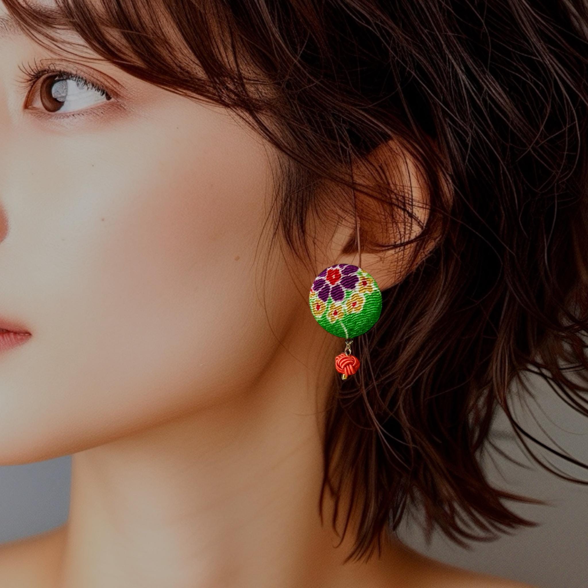 Kimono Fabric Earrings – Handmade Japanese Textile Jewelry