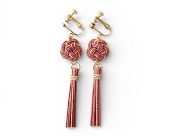 Best Seller | Pink Tassel | Mizuhiki Tassel Earrings – Handmade Japanese Knot Jewelry | Elegant Gift for Her - light weight