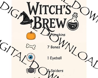 Witch's Brew Potion Recipe Cards