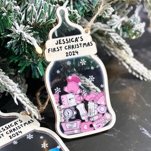 Baby&#39;s First Christmas Ornament 2024, Personalized Baby 1st Christmas Ornament, Custom Newborn Gift, 4D Shake Babies Ornament, Baby Shower