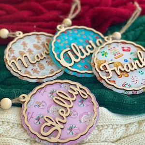 Personalized Christmas Stocking Tag, Christmas Basket Tag For Kid, Cute Wooden Gift Name Tags, Wooden Name Tag, Christmas Ornament With Name
