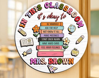 Custom Teacher Door Hanger, Classroom Decor, Teacher Gift