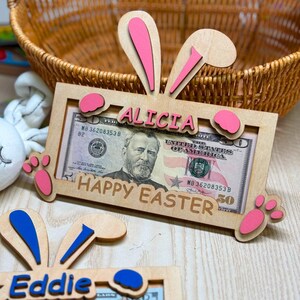 Porta soldi di Pasqua, regali di Pasqua, regali di Pasqua per bambini, porta soldi a forma di coniglietto, decorazione per cestini di Pasqua, etichetta per cestini di Pasqua