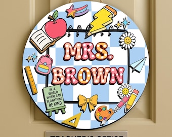 Custom Teacher Name Sign: 3D Classroom Door Hanger