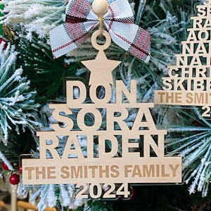 Personalized Family Christmas Tree Ornament, Christmas Ornament with Family Member Name 2024, Big Family Name Christmas Tree 1-14 members