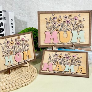 Personalized Mom Gift Wooden Sign, Custom Grandma&#39;s Garden Wooden Sign With Grandkids Names, Mothers Day, Grandma Gifts, Gift From Grandkids
