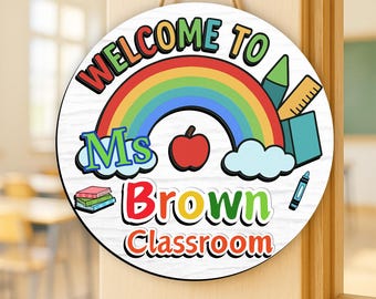 Custom Teacher Name Sign: 3D Classroom Door Hanger