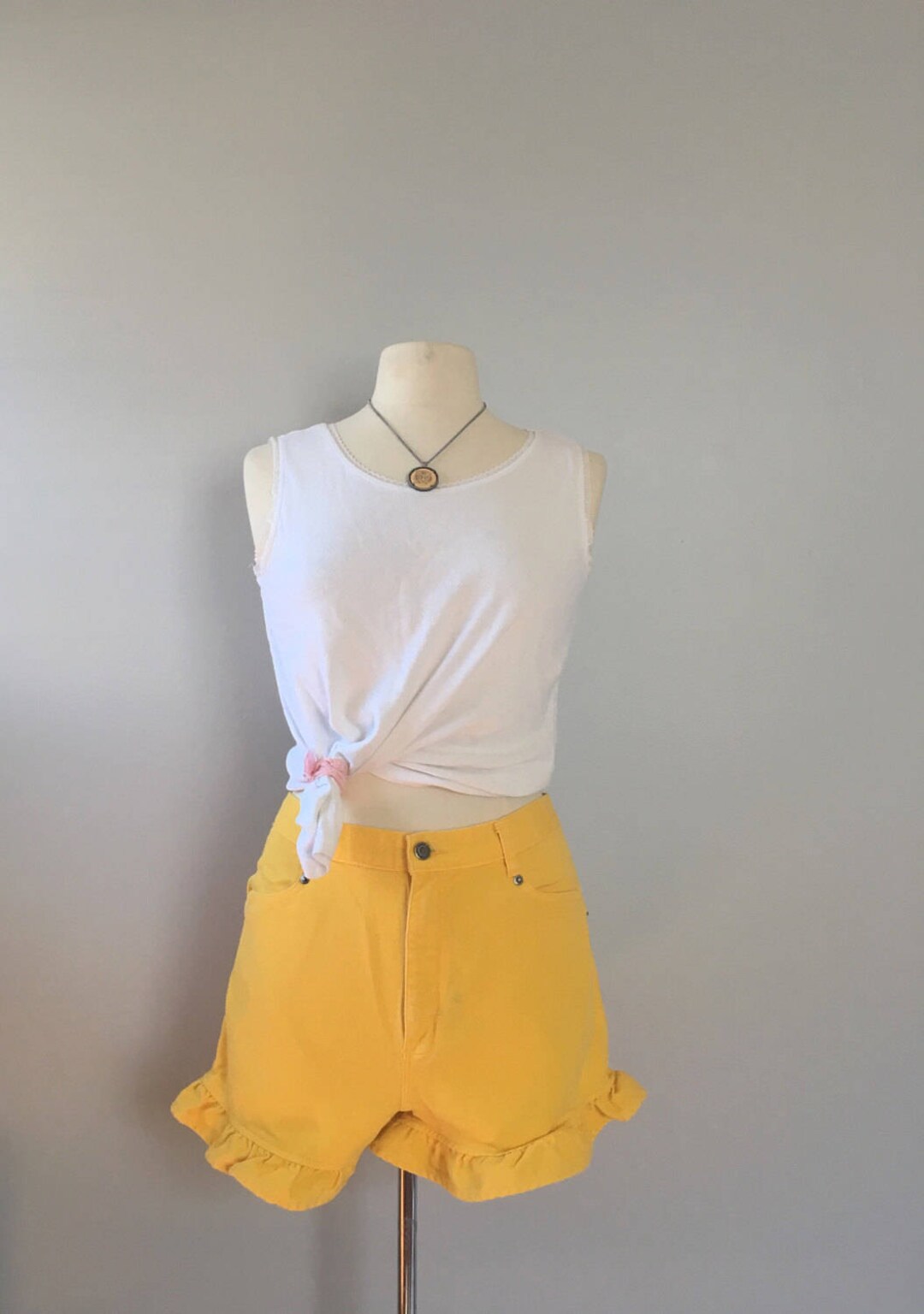 【Anyone more】Yellow Tin Washing Short Denim Pants Sunshine Rubber Label Denim Shorts – Urlazh New York