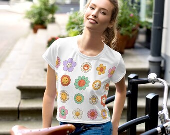 Flower Power All-Over Print Crop Tee