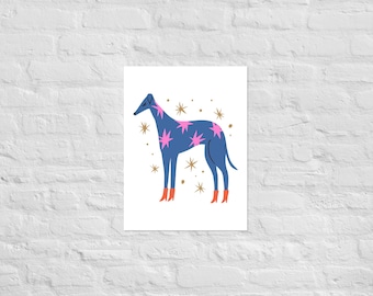 Greyhound Illustration Beautiful Colorful Art Decor Dog Lover Poster