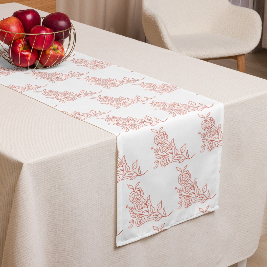 Simple and Elegant - Red Floral Table Runner - Etsy