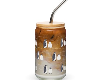Penguin Arctic Ice Can-shaped glass with Straw Cute Coffee Cup Tea Cup Drink Cup