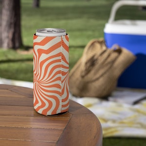 Orange and White Cool Festival Coozie - Can cooler