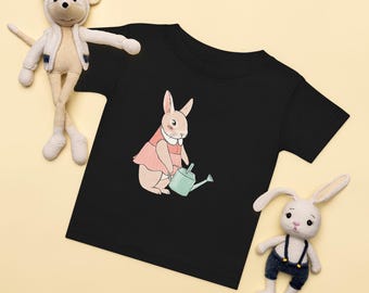 Elk konijntje houdt van tuinieren! Jersey T-shirt konijn babymeisje jongens