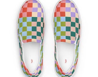 Mehrfarbige, karierte Quadrate Damensegeltuchschuhe